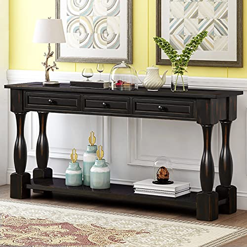 Mjwdp Two Colors Console Table 64" Long Sofa Table End Table Easy Assembly With Drawers And Shelf For Entryway, Hallway, Living Room (Color : E) #TOP4
