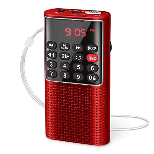 PRUNUS J-328 Mini Portable Pocket FM Radio MP3 Walkman Radio with Recorder, Lock Key, SD Card Player, Rechargeable Battery Operated(NO AM) Red