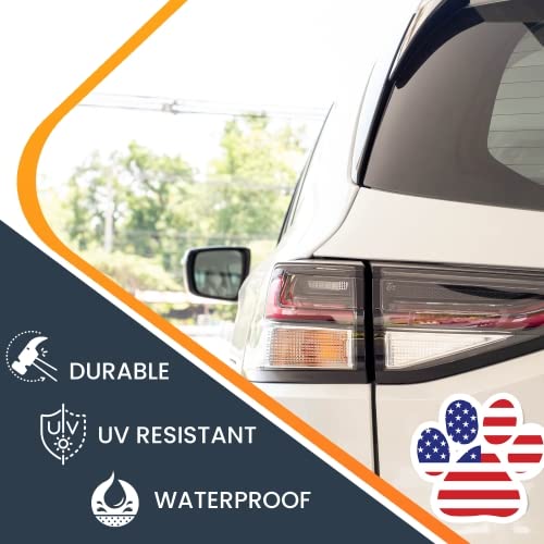 Image of American Flag Car Magnet 5 Inch, Red White & Blue, Pawprint | Heavy duty magnetic decal for car, truck, SUV, mailbox or any magnetic surface, patriotic gift