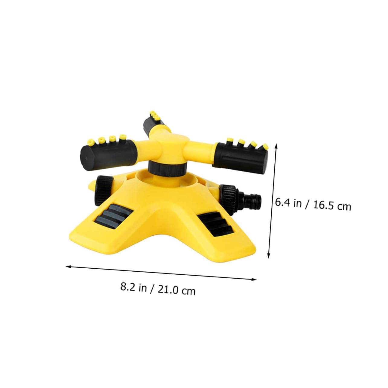 Arroseur Rotatif de Jardin 360 Degrés en Plastique Jaune, Facile à Utiliser, Lot de 2 Pièces pour Arrosage Pelouse et Système D'irrigation Jardin