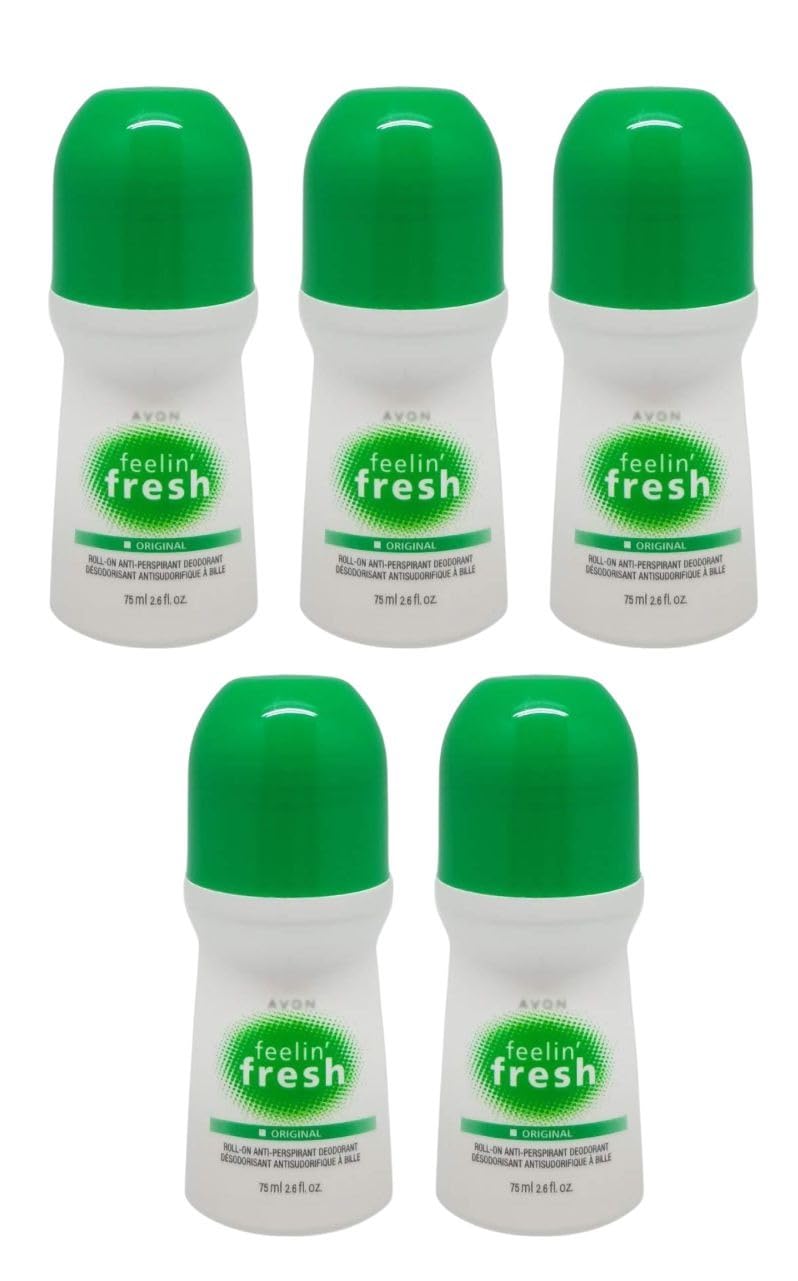 LOT OF 5 - Feelin' Fresh Roll-On Anti-Perspirant Deodorant Rolls – Long-Lasting Protection – Original Formula – Gentle on Skin – For Daily Use 2.6 Oz