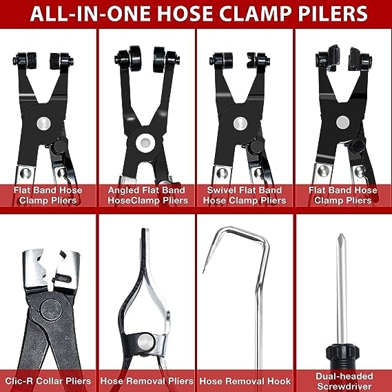 Thsakzo Pack of 9 Hose Clamp Pliers, Car Flexible Wire Hose Clamp Pliers with Long Reach for Fuel Oil Water Coolant Hose Pipe Clamps - Image 2