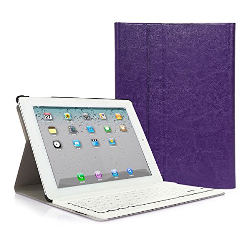 CoastaCloud iPad 2 3 4 Funda con Teclado Bluetooth iPad 2/3/4 Funda Cubierta Protectora con Teclado Inalambrico QWERTY Español (Morado)
