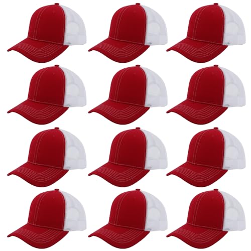 Image of ZH 12 Pack Mesh Trucker Hats, Bulk Baseball Caps for Men and Women, Trucker Cap Wholesale