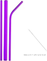 Vista 2 de Pajitas de acero inoxidable 304 de grado alimenticio, pajitas de bebida de grado alimenticio, bebidas portátiles para café, leche, té, pajitas Morado