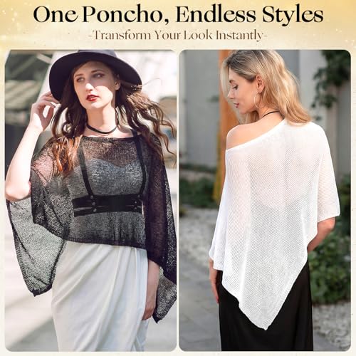 Image of Women Sheer Poncho Shrug Summer Sheer Blouse Top Lightweight Poncho Bolero for Evening Dress