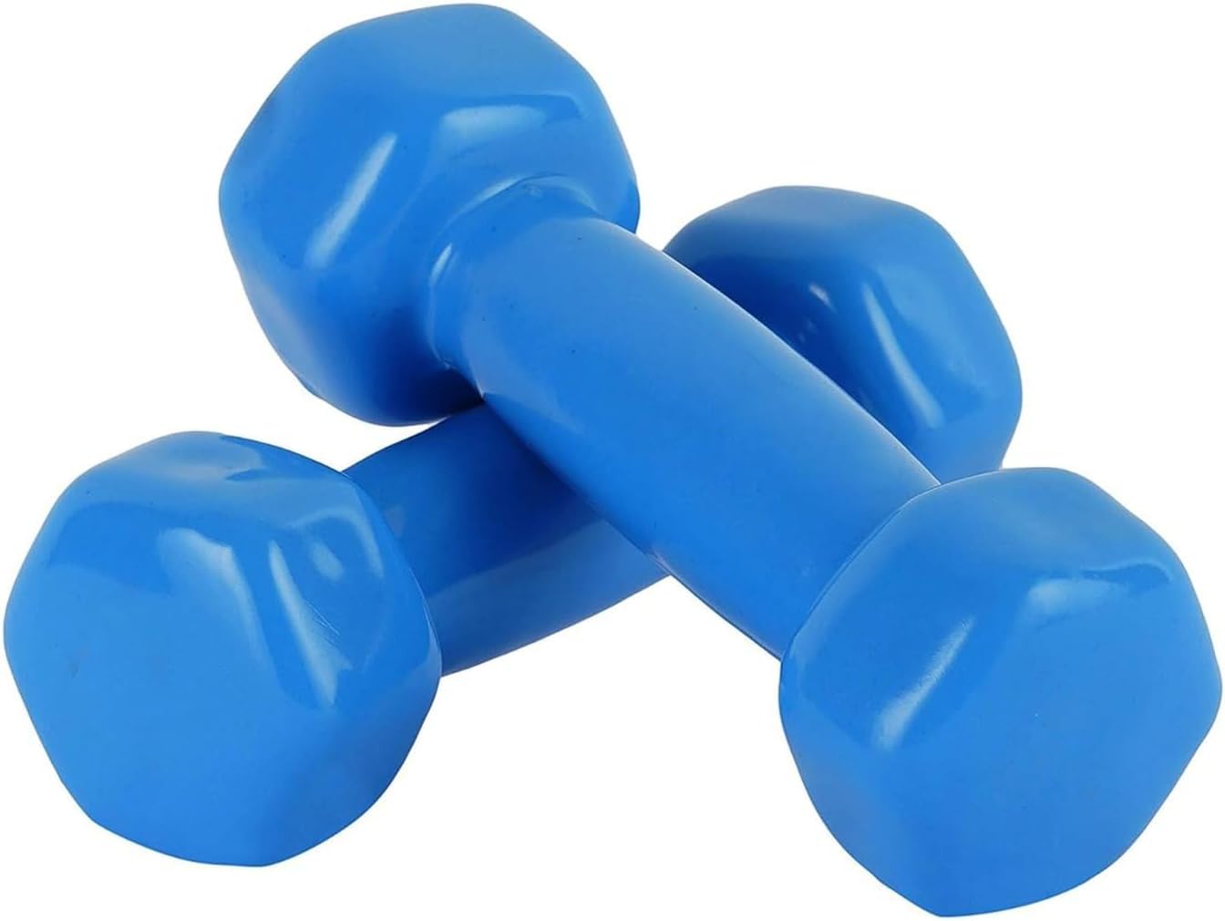 MIXEL Vinyl Fitness Dumbbell, Durable Construction, Anti-Roll Hexagonal Shape, Smooth Vinyl Finish, Portable and Lightweight, Non-Slip Grip, Random Colour, Fitness & Home Gym (3 KG)