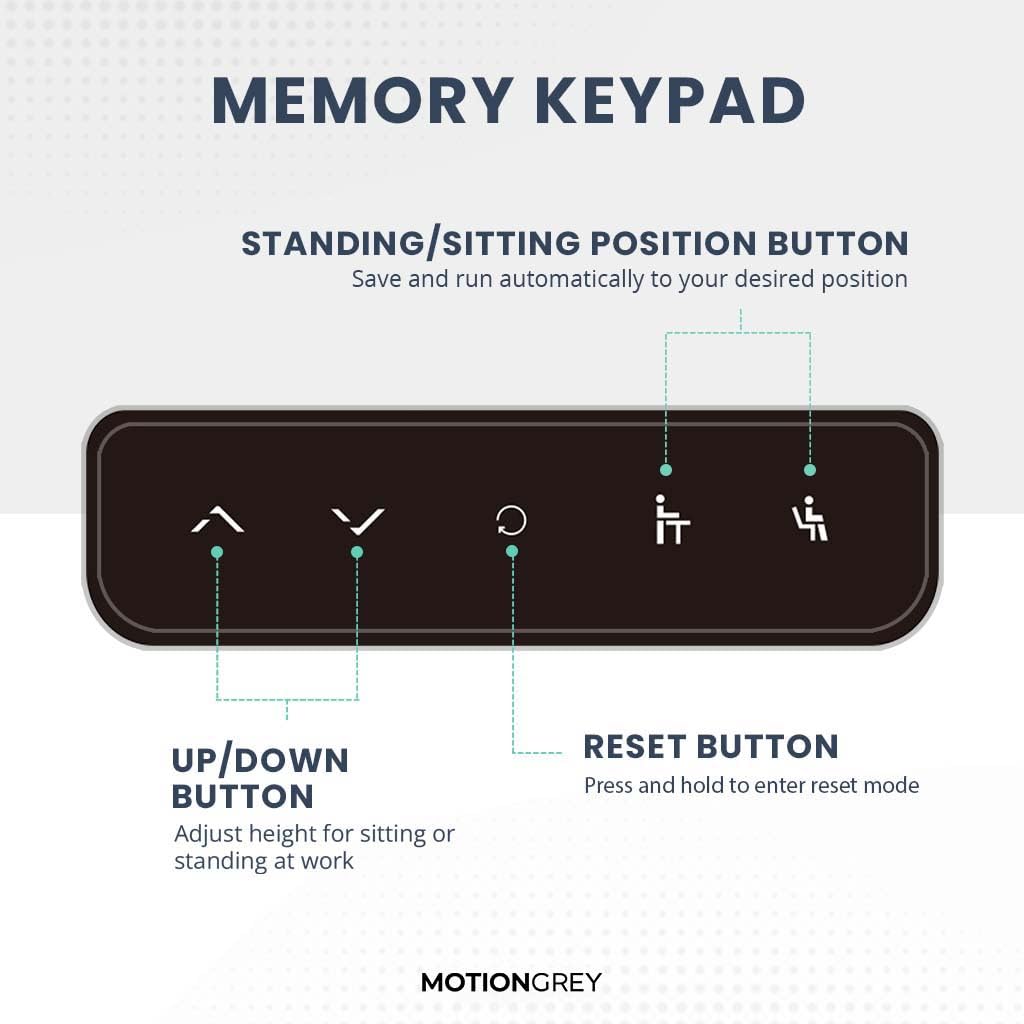MOTIONGREY - Electric Motor Height Adjustable Standing Desk Ergonomic Stand Up Desk Adjustable Computer Sit Stand Desk Stand — view 4