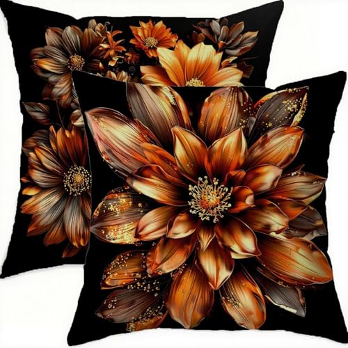 Taie oreiller brun imperméable et housse coussin 65x65cm vintage