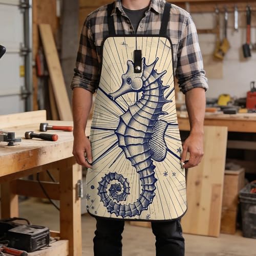 Delantal de trabajo estilo náutico con bolsillos ajustables miniatura 5