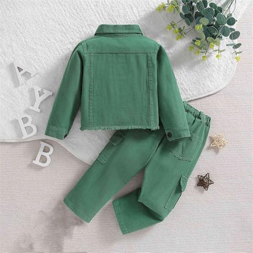 Boys Girls Spring Jackets Set Fashion Long Sleeve Denim Jacket Coats Cargo Long Pants Kids Casual Sweatsuit2