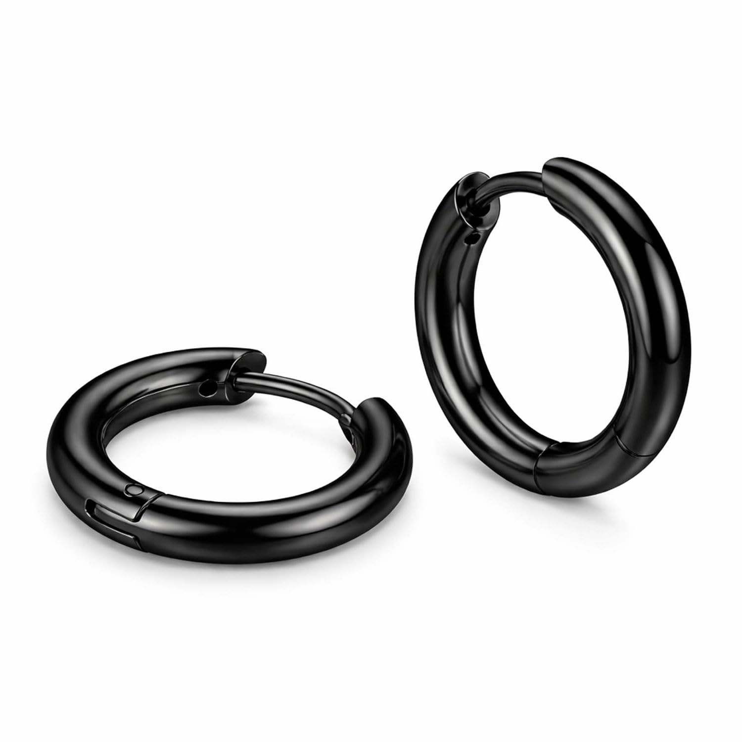 vama FASHIONS Stainless Steel Black Kaju Kan Ki Bali Hoop Earrings Small Piercing Circle Ear Rings Lightweight Jewellery Set For Mens & Boys-picture-14