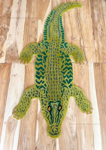 Tapete decorativo de lana con diseño animal 4' x 6' miniatura 1
