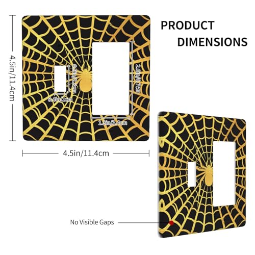 Decorative Outlet Covers Black Background with Golden Spiderweb Spider 2 Gang Outlet Cover Wall Plate Single Toggle Rocker Light Switch Cover Plate Switch Plate Covers