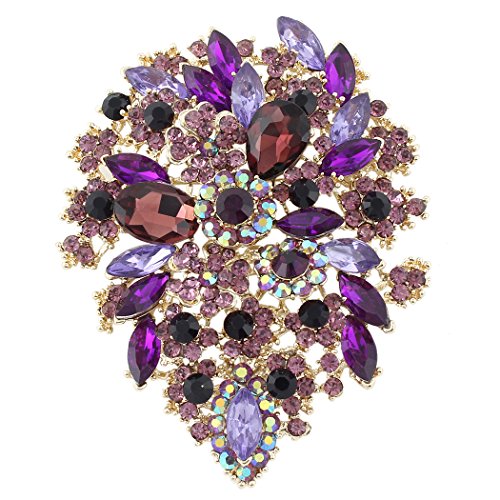 Image of EVER FAITH Women's Austrian Crystal Vintage Style Flower Leaf Cluster Brooch Pendant
