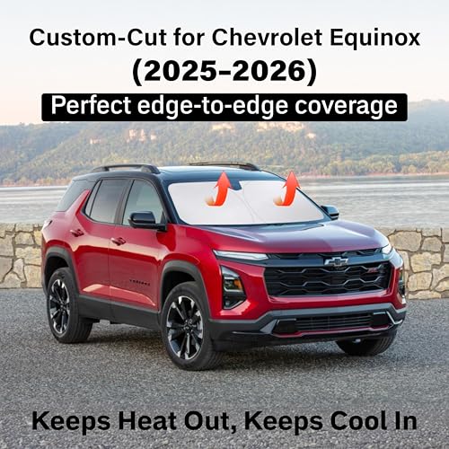 Image of EcoNour Windshield Sun Shade Compatible for Chevrolet Equinox 2025-2026 | SUV Front Window Sunshade | Foldable Sun Visor Shield | UV & Heat Blocking Protection