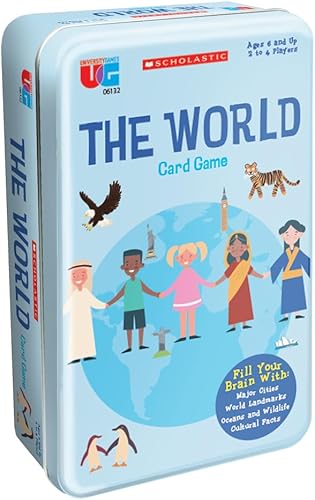 University Games Scholastic The World - Juego de cartas de viaje, perfecto para el aprendizaje de verano para niños, aprende sobre el mundo, para 2