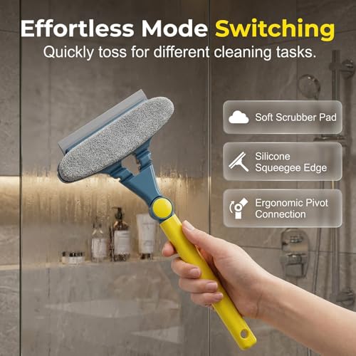 Image of 2-in-1 Window Screen Cleaning Brush Value Set, Wet and Dry Mesh Cleaner with Squeegee, Dual-Sided Tool for Glass and Screen, Outside Window Cleaner for House (1PC)