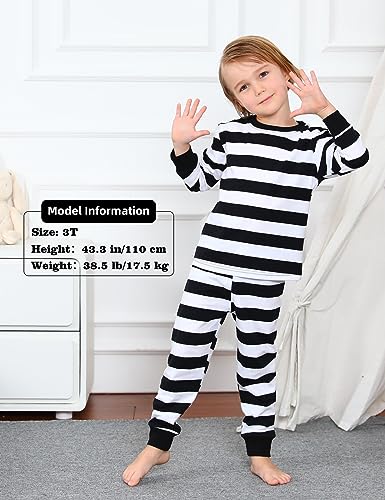 A&J DESIGN Pure Cotton Striped Pjs for 2-14 Years Kids, 2-Piece Pajamas Set.2