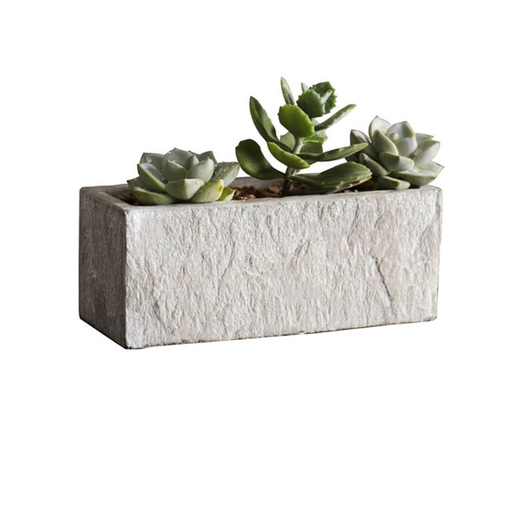 Cenz-888 flowerpot Rectangles Flower Pot with Streak of Stone, with Drainage Holes Cement Plant, for Bedroom Windowsill Garden (3 Sizes) Pots for Plants(Small)