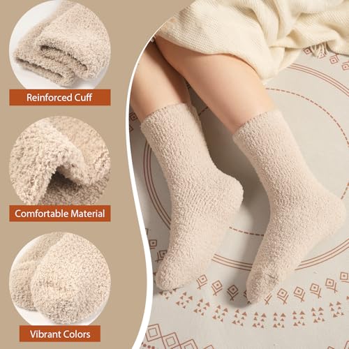 Fuzzy Socks for Women Gifts, Fluffy Cozy Plush Soft Slipper Socks for Fall Winter Christmas Warm Sleeping Home 5/6 Pairs4