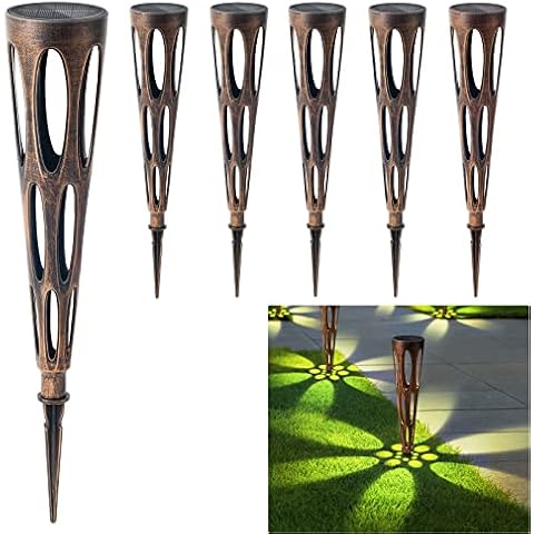 Pathway Lights Solar Powered Waterproof Garden Stakes Outdoor Decorative Landscape Lighting Ground Stakes for Yard, Patio, Driveway, Path, Walkway (Bronze) Cover