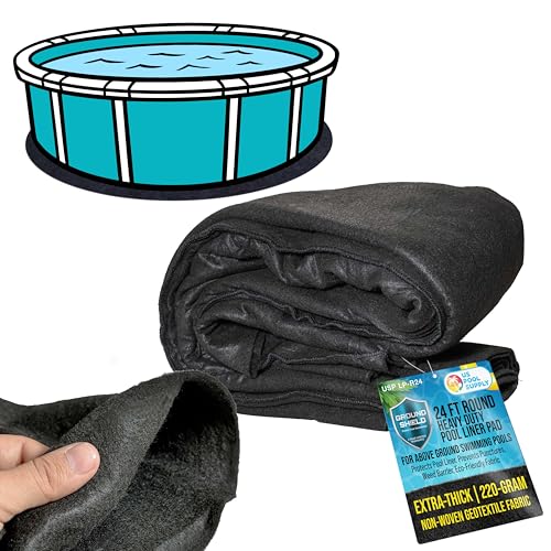 U.S. Pool Supply Ground Shield 24-Foot Round Heavy Duty Pool Liner Pad for Above Ground Swimming Pools - Protects Pool Liner Prevents Punctures Weed Barrier Eco-Friendly Fabric - Extends Liner Life