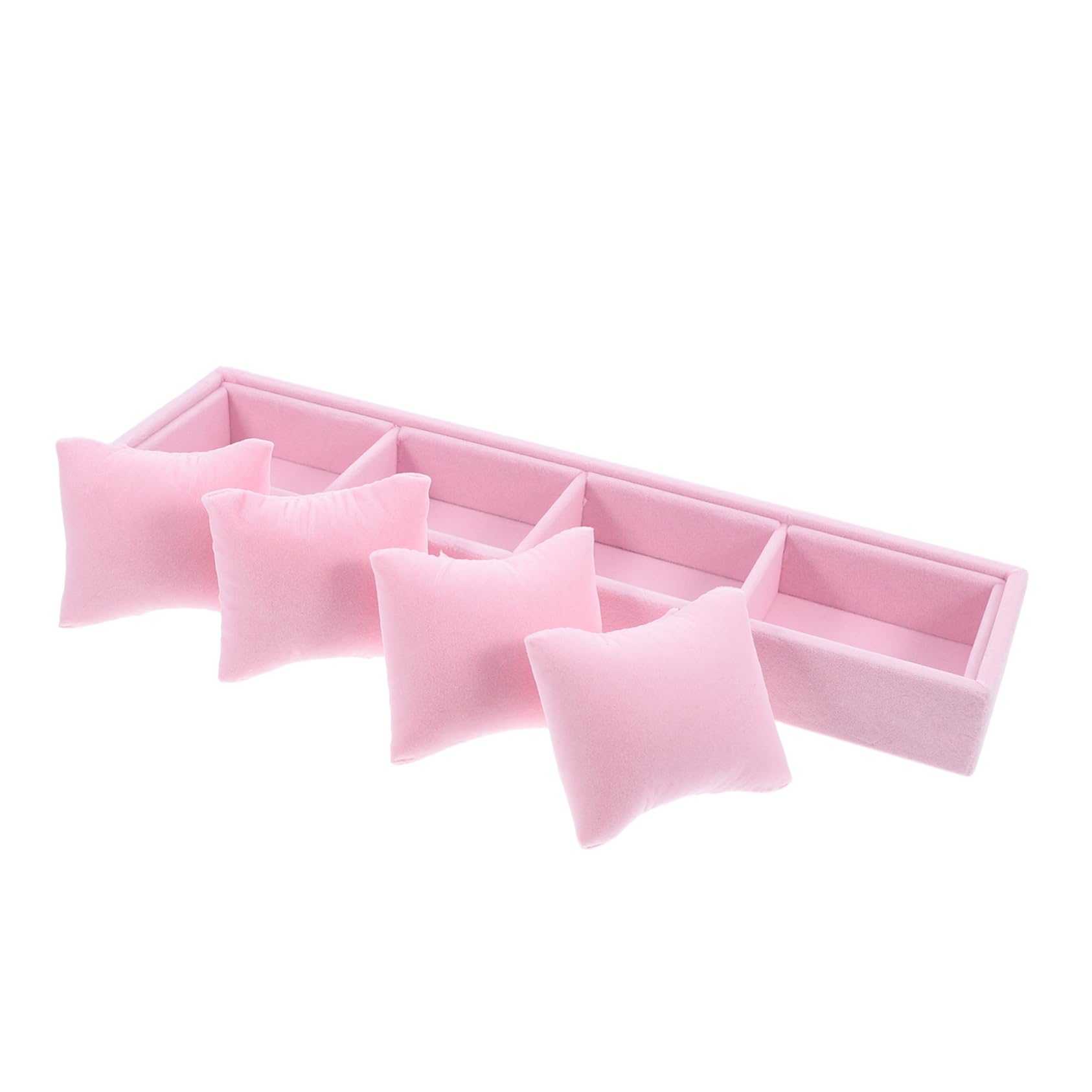 Healeved Jewelry Display Organizer with Slots Chic Watch Pillow Holder for Bracelets and Watches Durable Jewelry Case for Home and Travel Elegant Pink Storage