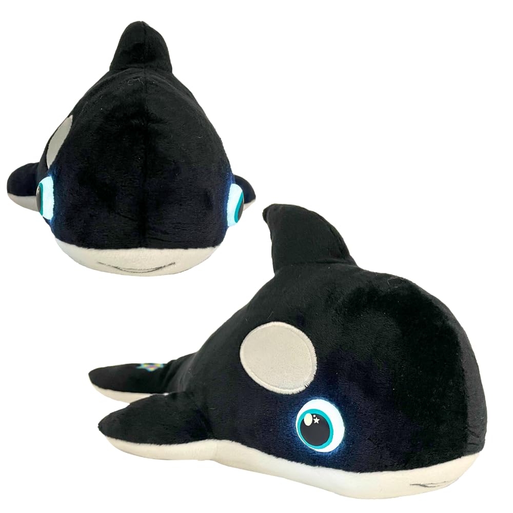Night Buddies Large, 15" Illumination Plush Orca- Child-Activated Magical nightlight Illuminated Eyes Provide a Sense of Confidence and Companionship. Made, Safe Materials.