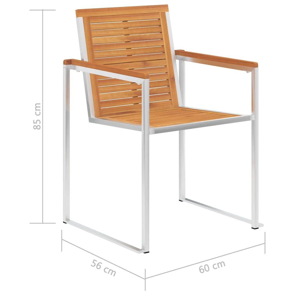 vidaXL Gartenstühle 2 STK. Massivholz Akazie und Edelstahl