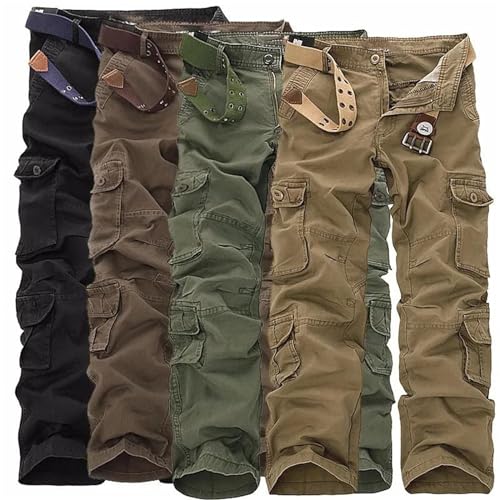 Mens Cargo Pants Multi-Pockets Baggy Men Cotton Pants Casual Overalls Trousers No Belts Plus Size2