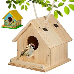 Muzrunq 6x6x6 Holz Vogelhaus mit Feeder
