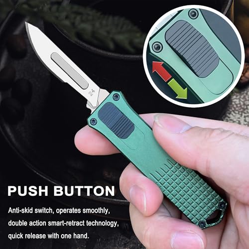 Caressolove Auto Retractable Utility Knife, Automatic Scalpel Knife Double Action with 10PCS #24 Replaceable Blades, Small Cutting Tool For Arts Crafts DIY Projects - Thumbnail 3