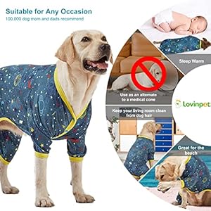   LovinPet-Giant-Dog-Surgery-Recovery-Shirt-Undershirt-for-for-Dog-Coats-Anti-Licking-Pet-Anxiety-Onesies-Navy-Space-Print-Pullover-Large-Breed-Dog-Clothes-Dog-Pajamas-Pet-PjsMedium