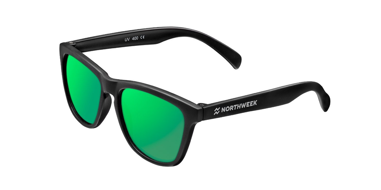 NORTHWEEK Kids Jungle, Lunettes de soleil unisexe, Multicolore - Noir mat - Vert polarisé