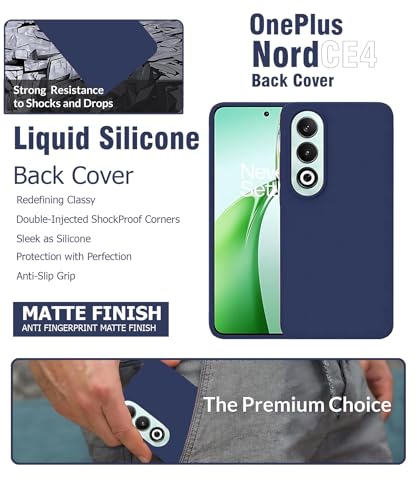 Image of LIRAMARK Liquid Silicone Soft Back Cover Case for OnePlus Nord CE4 5G (Mid Blue)