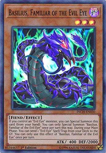 Yu-Gi-Oh! - Basilius, Familiar of The Evil Eye - INCH-EN030 - Super Rare - 1st Edition - Infinity Chasers