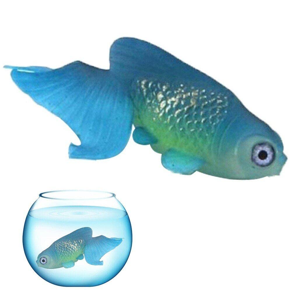Fituenly Blue Artificial Silicone Fish Tank Decoration, Aquarium Fake Fish High Simulation Lifelike Floating Fish Tank Ornament