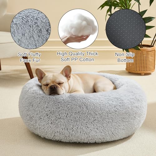 Image of Donut Dog Bed for Medium Dogs Calming Round Washable Medium Sized Dog Bed