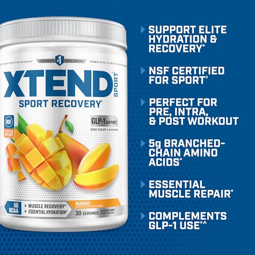Image of Xtend Sport BCAA Powder Mango - Electrolyte Powder for Recovery & Hydration with Amino Acids - 30 Servings
