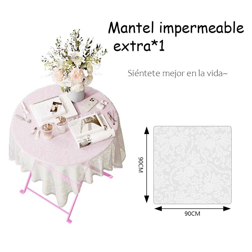 DEWINNER Conjunto de Mesa y sillas, Plegable, Conjunto de Mesa y sillas de jardín de Tres Piezas, 1 Mesa y 2 sillas, con Mantel Impermeable, Conjunto de Muebles de balcón