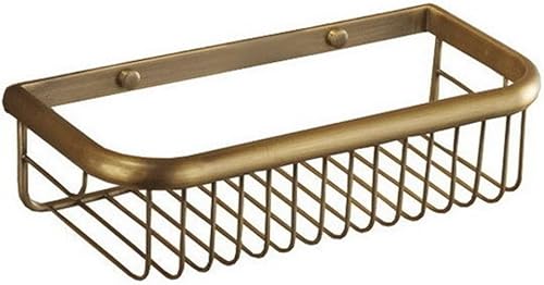 NevStp Estante de baño de latón antiguo, cesta de almacenamiento de ducha montada en la pared, jabonera, champú, cesta de drenaje de almacenamiento
