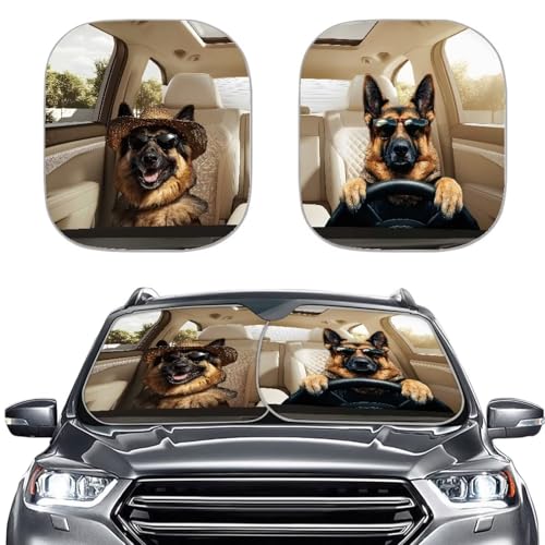 Image of Fashion Sheepdog Sun Shade for Car Window Foldable Automotive Front Window Sunshade Protector Heat Reflector-Keep Your Vehicle Cool Universal for Auto Truck Van SUV