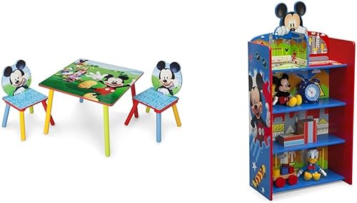 Delta Children Juego de mesa y silla para niños (2 sillas incluidas), ideal para artes y manualidades, merienda y casa de juegos de madera con 4