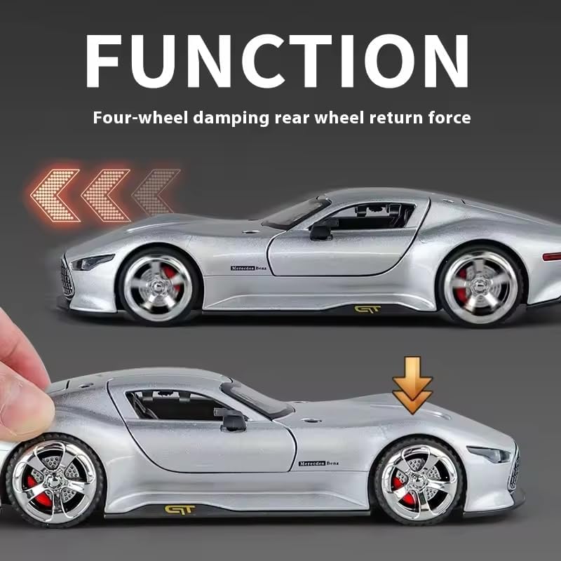 Image of Scale 1:32 Amg Vision Gt Super Car Alloy Die-cast Model Pull-Back Metal Car Toy with Light & Sound Best Gifts Toys Kids (1:32 Amg Vision Gt - Silver)