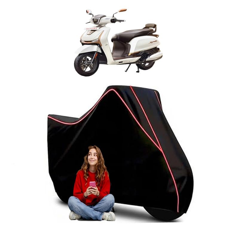 Image of Destini 125 Xtec VX - Alloy Scooty Bike Cover Water Resistant Outdoor Use Universal Fit Scooters Motorcycles Heavy Duty UV Protection Dust Rain Scratch Resistant Elastic Bottom Black Blue Piping