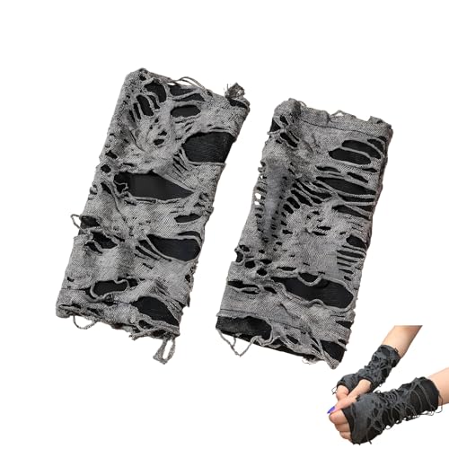 MustuVerve Gants Sans Doigts, Mitaines Punk Fingerless Gant Gothic Mitaines d'Halloween en Dentelle Gants du Jour des Morts Gant Gothiques Sans Doigts Doigt...