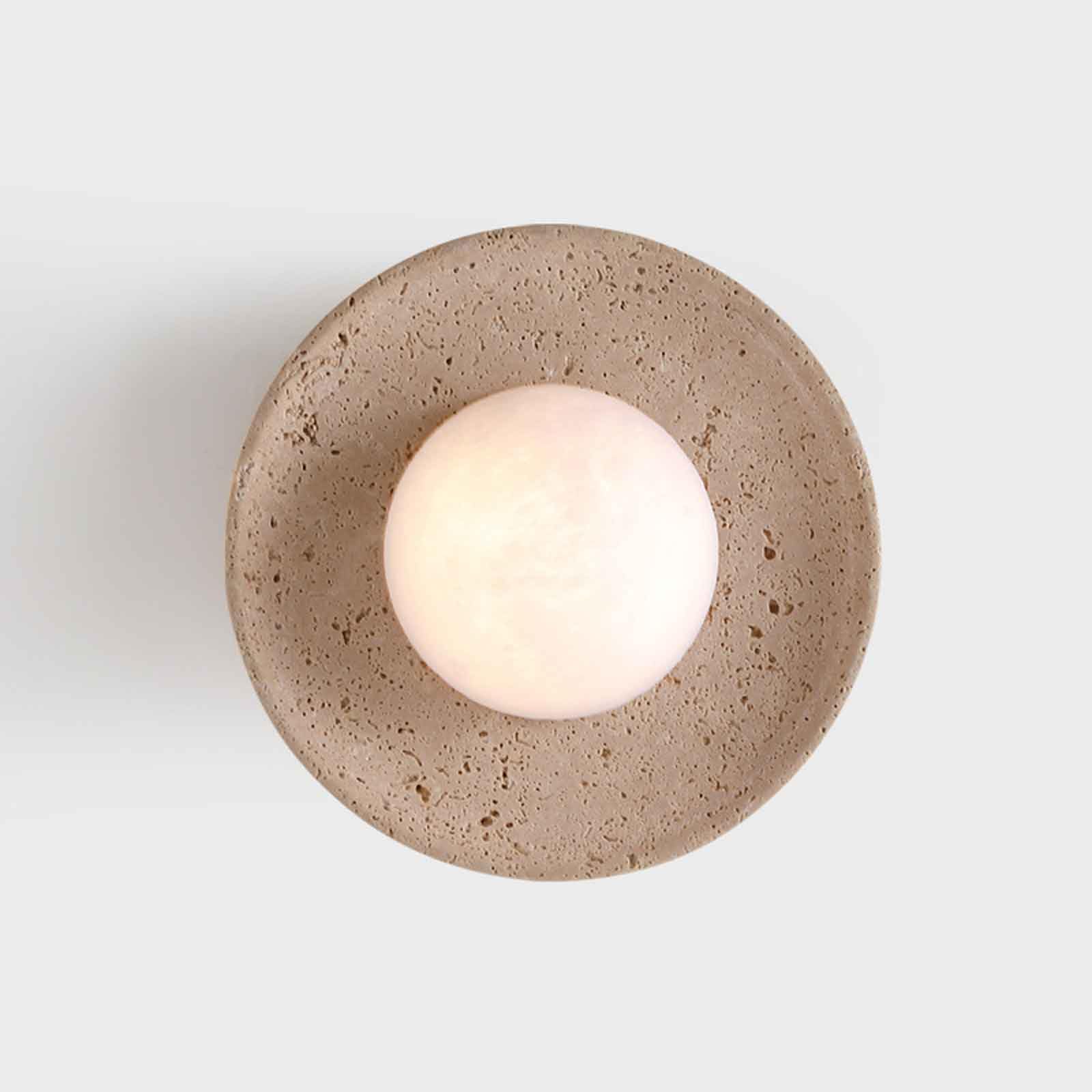 ZHUXMF Retro Natural Stone Wall Sconces Round Travertine Wall Sconce G4 Base Marble Wall Lights Vintage Japanese Wabi Sabi Style Glass Wall Light for