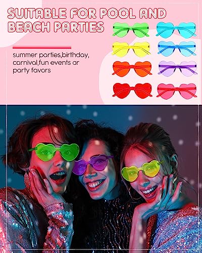 Sherr 48 Pairs Rimless Sunglasses Neon Party Supplies Colorful Glasses Plastic Sunglasses for Women Men Party Favor4