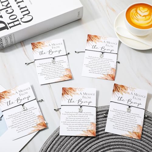 Thyle DEA-THYLE-2298 50 Sets Baby Shower Favors For Guests 50 Adjustable Bracelets With 50 Message From The Bump Card Footprints Charm Baby Shower Bracelets For Gender Reveal Thank You Gifts thumb #2